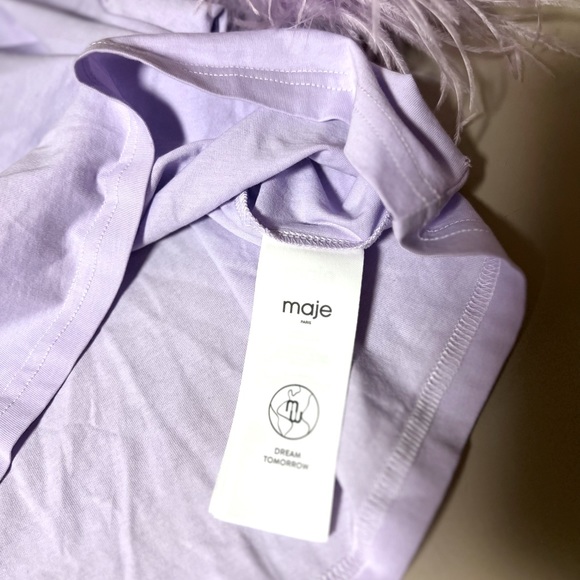 MAJE Plume Feather Trim Tee. Size 40 French/8US. NWT - Picture 7 of 11